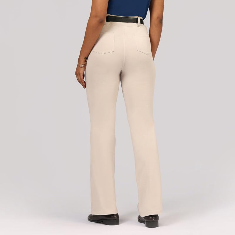 Image of Blissclub AM:PM Air Flare Trousers Cotton for Women Above 5'5 ft Tall | Bootcut Trousers and Formal Pants for Women Office wear | Tailored fit