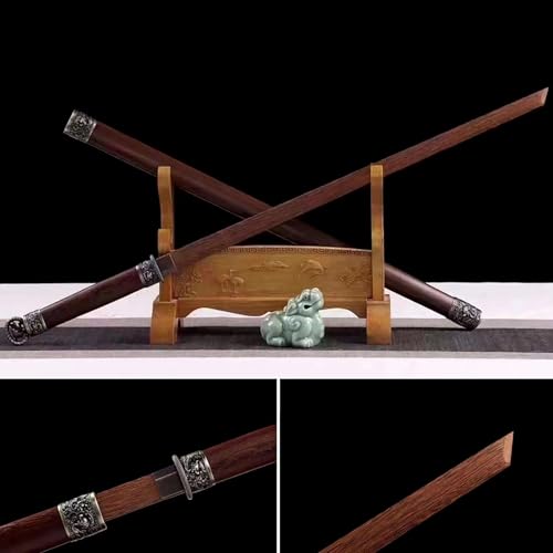 HJHUUA Espada Recta Hecha a Mano con Vaina,utilizando Madera Natural