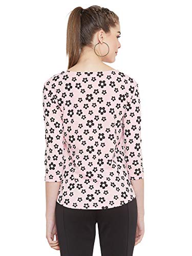 Image of GRITSTONES Women 3 /4 Sleeves Flower Printed Boat Neck Top
