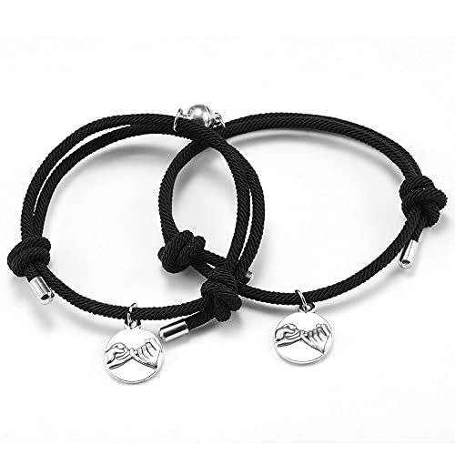 YOUHU Bracelet Corde,Bracelet D'Amitié Fait À La Main 2Pcs Couples Doigts Connectés Aimant Attraction Charme Paracord Mode Créatif Bijoux Réglable BFF Chanceux Bracelet De Cheville pour Hommes Femmes Cover