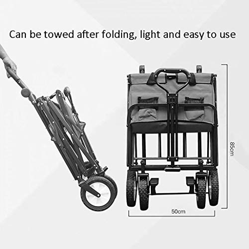 FAZENHUA Zusammenklappbarer Gartenwagen, robuster Wagen mit Baldachin, multifunktionaler Einkaufswagen für den Strandwagen im Freien mit 4 Rädern, Tragkraft: 100 kg – Bild 3