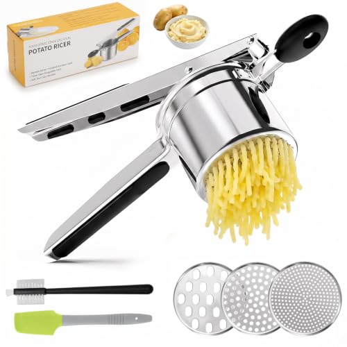 Machacador de Patatas en Acero Inoxidable con 3 Coladores Intercambiables