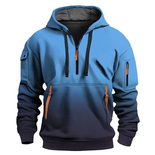 Sudadera con capucha para hombre con estampado 3D de flores en azul talla S 3