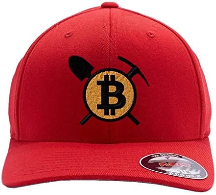 Bitcoin Mining Cap. Bitcoin Digital Currency. 6477 Flexfit. (L/XL, Red)