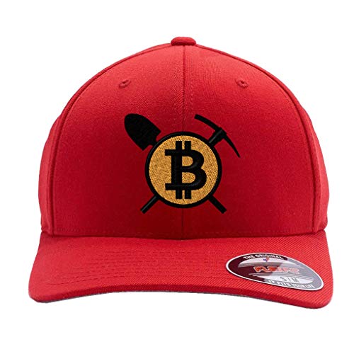 Bitcoin Mining Cap. Bitcoin Digital Currency. 6477 Flex Fitted. (L/XL, Red)