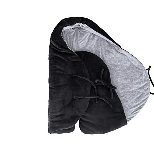 Image of 7AM Enfant Baby Car Seat - Nido Quilted Baby carier Cover, Hooded Soft Plush Lining, Stroller | (Black, Small 0-6M)