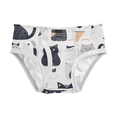 KLL Seamless Pattern Cats Gray White Little Boys Soft Nighttime Underwear Breathable Children Undies