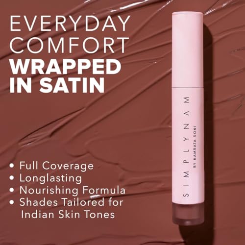 Image of SIMPLYNAM Satin Soft Lip Creme | 1 Swipe Full Coverage | Hydrating, Creamy Matte Finish | 16 Hour Stay | Transfer-Proof & Smudge-Proof | Infused with Peptides & Squalane | Vegan | 5ML | Richa- Ruby Brown