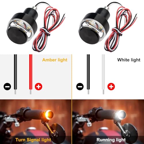 Image of Linkstyle 2PCS Motorcycle Turn Signal Light, 12 LEDs Turn Signal Indicator Lamp, Amber White Front Handlebar End Light for 12V Scooter Sportster Cruiser Motorbike (Pack of 2)