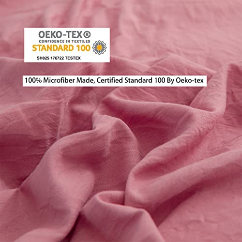 Ihoustriy Kid's Duvet Cover Twin Size,100% Washed Microfiber 2Pcs Girl Bedding Duvet Cover Set, Pom Poms Fringe Solid Color Soft And Breathable With Zipper Closure & Corner Ties (Dusty Rose, Twin) #TOP2