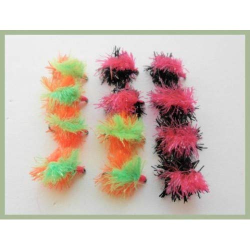 Barbless Blob Flies, Trout Flies, 12 Pack Two tone blobs size 10, Fly Fishing