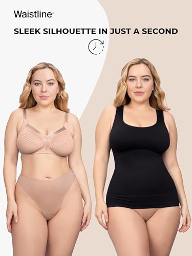 WAISTLINE Women's Compression Tank Top with Wide Straps - Shapewear Camisole for Women - Body Shaper Cami for Tummy Control