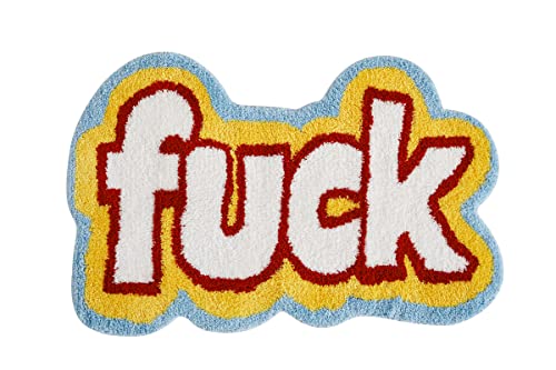 Roomtalks Funny Cute 2X3 Rugs For Bedroom Bathroom Dorm Kitchen Non Slip Rubber Backed Machine Washable, Swear Words Fuck Funky Cool Small Area Rug Colorful Fluffy Shaggy Bedside Accent Rug #TOP7