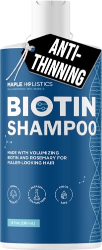 Rosemary and Biotin Shampoo for Thinning Hair - Vegan Volumizing Shampoo for Fine Hair with B Vitamins Argan Oil & Tea Tree Essential Oil - Paraben Silicone and Sulfate Free Vegan Formula (8 Fl Oz)