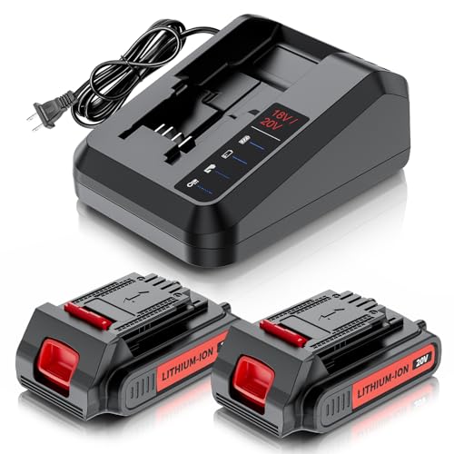 Maxofpowr 2 Pack 3800mAh Replacement for Black and Decker 20V Battery and Charger Compatible with Black and Decker 20 Volt Battery Cordless Power Tools LBX4020 LBX20 LBXR2020 LBXR20 LBXR20B