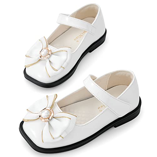 SYNPOS Girl Dress Shoes Mary Jane Little Girls Flats Pink Red White Black Blue Gold Dress Flower Girl Wedding Party School Shoes