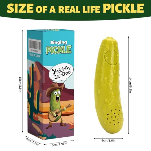 Pickle That Yodels- Singing Cucumber Toy – Funny Gag Gift Idea for Adults Friends and Family, Includes Batteries