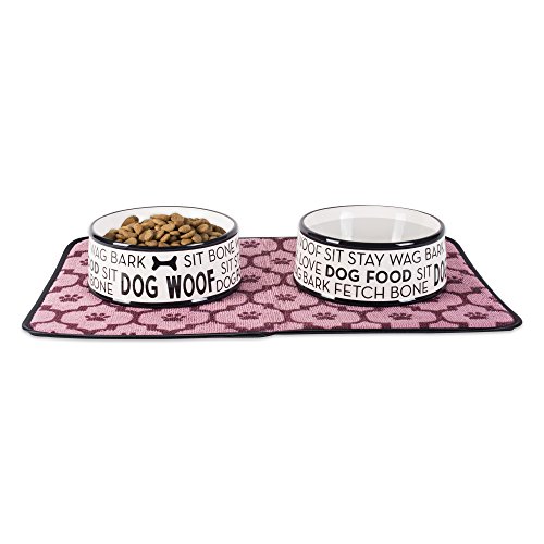 Bone Dry Black & White Dog Bone Ceramic Pet Bowl & Canister, Bowl, 6.25X6.25X2.5, Black, 2 Piece #TOP1