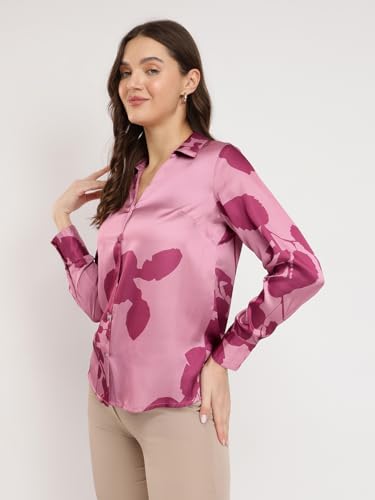 Image of FableStreet Women Shirts | Comfort Fit Spread Collar | Premium Satin Fabric for Formal, Business Casual