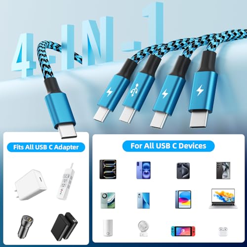5' Jogrytece 4-in-1 USB C to 4x USB C Charging Cable - image 2