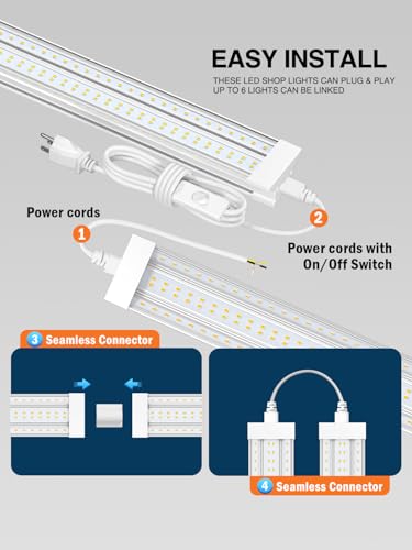 Image of Super Bright 120W 5000K 20000LM Led Shop Lights 8FT Hanging&Surface Mount | New Upgrade 8FT Led Shop Light 10Pack 8' Linkable Ceiling Lighting Garage Lights for Garage Workshop Shop Warehouse Workbench