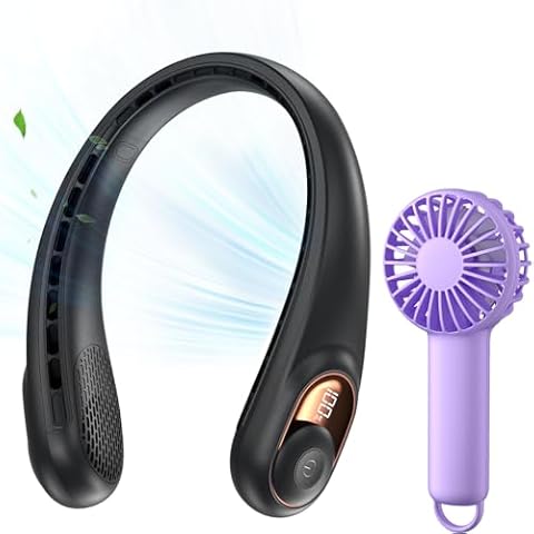 KIDEE Portable Fan, Neck Fan & Mini Handheld Fan, 3 Speeds, USB Rechargeable, Long Use Time, Battery Operate Small Personal Fan for Outdoor Indoor Office Travel Cover