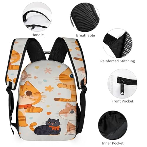 3Pcs Backpack Sets Cute Cartoon Animal Kitten Print Travel Daypack 3 in 1 Lightweight Backpack Set with Lunch Bag And Cosmetic Bag3