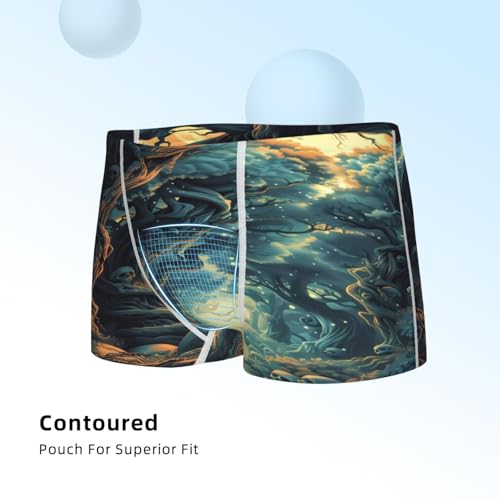 Boys' Cotton Boxer Brief Soft Underwear-Enchanted Forest Skull Path4