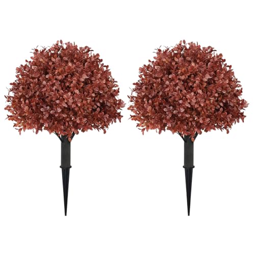 24 Artificial Outdoor Fall Plants Boxwood Topiary Bushes Shrubs Set of 2