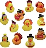 4E's Novelty Thanksgiving Rubber Duckies (12 Pack) Thanksgiving Themed Rubber Ducks Bulk Turkey & Pilgrim Ducks, Thanksgiving Party Favors Supplies for Kids Adults, Table Centerpiece, Bath Toys