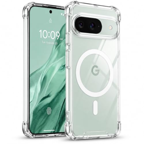 Image of Transparent Back Cover for Google Pixel 9 /9 Pro 5G Back Case Shockproof Side TPU Bumper & Back Pc Protective Magnetic Support Cover Case (Google Pixel 9 5G)