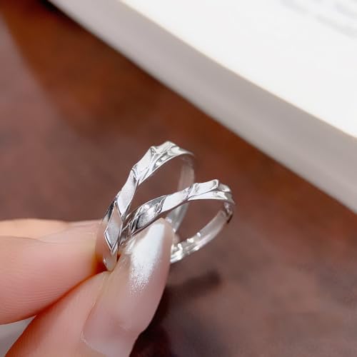 Bague Couple Argent Réglable 925 | Finition haut de gamme durable - 3