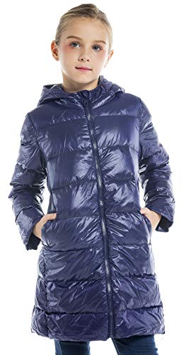 IKALI Boys Girls Down Jackets with Hood, Kids Lightweight Coats Long Packable Outerwear