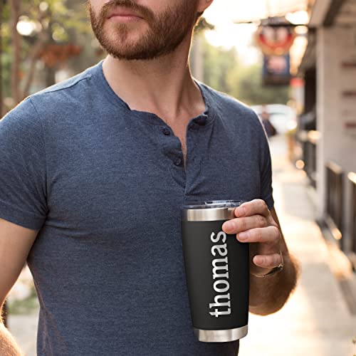 Personalized-Tumblers-Stainless-Steel-20-oz-Tumbler-wLid-13-Designs-Personalized-Cups-Double-Walled-Insulated-Coffee-Cup-for-Gym-Fitness-Hot-and-Cold-Drink-Use-Black