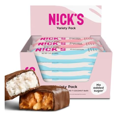 NICKS Keto Chocolate Candy Bars Variety Pack, No Added Sugar, Coconut, Gluten Free Sweets Low carb Candy Snack Bar (Multipack 15x40g) Cover