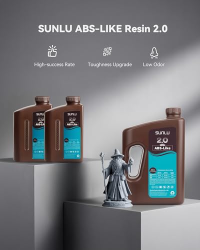Image of SUNLU ABS-Like 3D Printer Resin 2.0 4KG, Smooth Matte Surface, Perfect for high-Detail Models, 405nm UV Photopolymer Resin, Non-Brittle & Low Odor, 4000G Grey