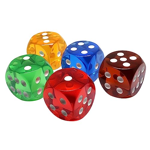 XFUYI Dados de Cristal Resistentes al Agua 25 mm con Esquinas Redondas de 6 Lados, Dados para Juegos de Mesa