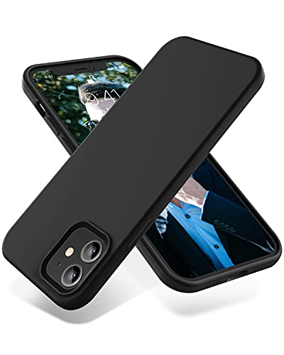 OTOFLY Compatible with iPhone 12 Case and iPhone 12 Pro Case 6.1 inch(2020),[Silky and Soft Touch Series] Premium Soft Liquid Silicone Rubber Full-Body Protective Bumper Case (Black)