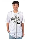Disney Mickey Mouse Men's Baseball Jersey – Donald Duck Buzz Lightyear Goofy Mesh Button-Up Fashion Shirt for Men White