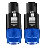 5 CORE 2 Packs 4 Pole Speakon Connector with Twist Lock Audio Jack Male Plug – Loud Speaker to Amplifier Plug - 4 Conductor Speak-On Cable Adapter Replacement Compatible NL4FC, NL4FX, NLT4X, NL2FC
