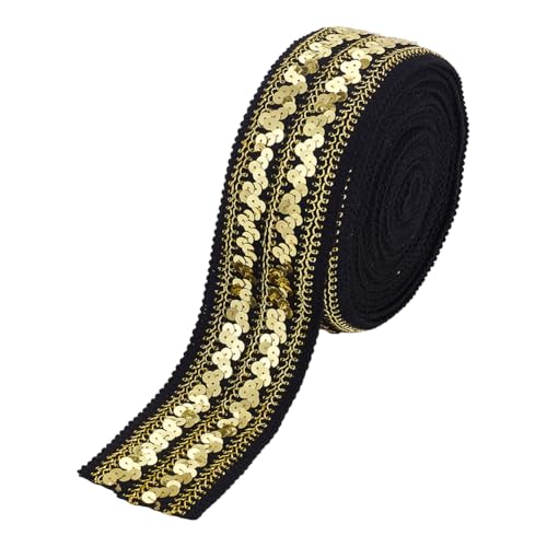 FINGERINSPIRE Elastische Paillettenborte 9.14 m Gold/Schwarz