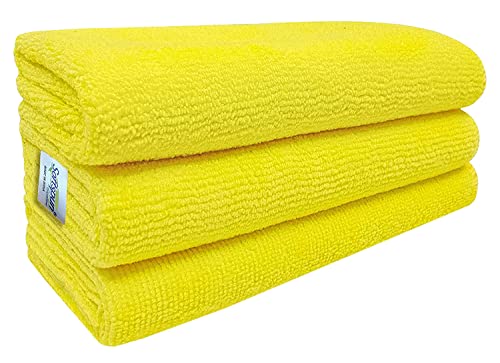 Image of SOFTSPUN Microfiber Cloth - 3 pcs 40x40 cms 340 GSM Yellow Thick Lint & Streak-Free Multipurpose Cloths Automotive Microfibre Towels for Car Bike Cleaning Polishing Washing & Detailing.