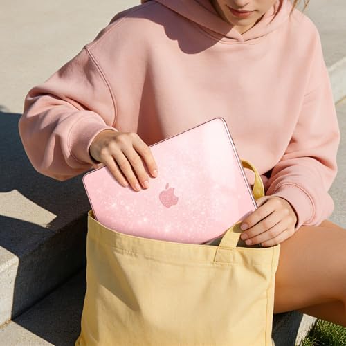 Image of EooCoo Compatible with Apple 2026 MacBook Neo Case 13 inch Mac Laptop A3404 with A18 Pro Chip & 13 inch Liquid Retina Display, Sparkly Transparent Hard Shell, Plastic Snap-on Cover, Glitter Crystal Blush