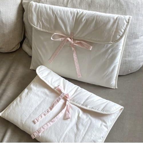 Funda acolchada para laptop con moño blanca 13/14 pulg miniatura 3