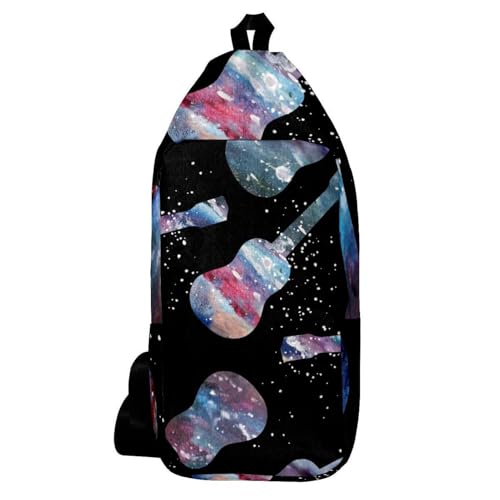 Sac à dos à bandoulière motif guitare galaxie multicolore pour voyage