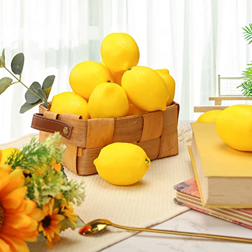 BigOtters Artificial Lemons, 2 x 3 Inches Faux Yellow Lemons Fake Fruit Lemons for Home Kitchen Party Decor Vase Fillers Lemon Wreath, 25PCS