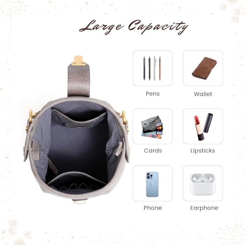 Image of OLD TREND Doctor Bucket Crossbody Handbag | Luxurious and Versatile Bag for Women | Genuine Cowhide Leather