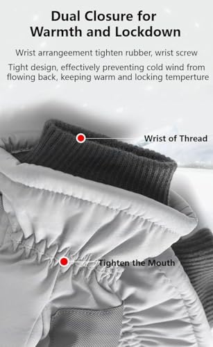Image of Warm Thermal Gloves for Men & Women | Waterproof Windproof Touchscreen Winter Riding Gloves | Outdoor Skiing, Cycling & Snow Gloves with Fleece Lining for Extreme Cold Weather(Black Grey)