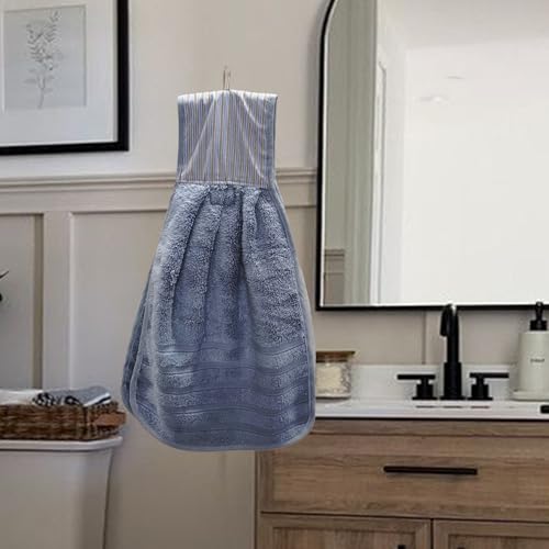 Image of Hanging Hand Towel | Wash Basin Napkin with Loop | Kitchen Sink Towel | Pack of 3 in (Blue, Cream and Brown) | Assorted