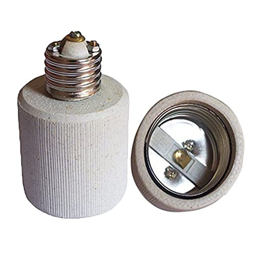 E26 to E39 Adapter Ceramic Light Bulb Socket Convertor, E39   E40 Porcelain Light Socket,Medium Base E26 to E39 Mogul Base Bulb Adapter, Max Wattage 660W (2 Pack)